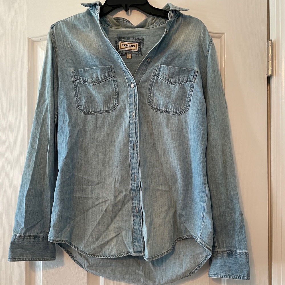 Express Denim Button Down Top